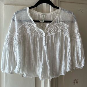 Free People White Lace Detail Women's Top Sz XS